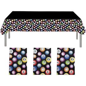 Bingo (3 Pack) Plastic Tablecloth Cover 42.5"x79" - Bingo Party, Bingo Theme Party Supplies, Bingo Cards Party, Bingo Table Cover, Bingo Tablecloth, Bingo Decorations, Casino Theme Party