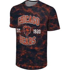 FOCO NFL Men's Officially Licensed Established Wordmark Camo Performance Throwback Team Color Crewneck T-Shirt