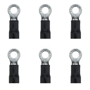 200Pcs #8 Ring Terminals,AWG 22-16 Insulated Electrical Crimp Terminals,O-Type Crimp Connector Wire Lugs Battery Cable Terminal Kit(200Black)