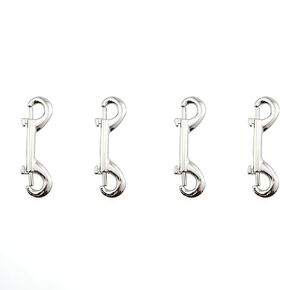 4PCS Double End Bolt Snap Hook Stainless Steel Heavy Duty Trigger Snap 64 x 20MM Metal Accessory Double End Traction Hook Silver for Dog Leash Pet Feed Bucket