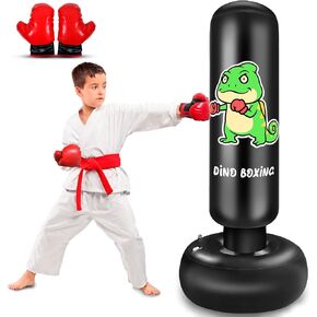 Inflatable Punching Bag for Kids, 65 Inch Kids Punching Bag with Gloves for Boys & Girls, Punching Bag for Kids Boxing Set for Practicing Karate, Taekwondo, MMA