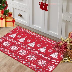 Christmas Entryway Rug Xmas Snowflake Pattern Small Rug Carpet Non-Slip Stain Resistant Holiday Decorative Washable Floor Cover Accent Rug for Entrance Kitchen Bathroom, Grey, 2x3 Feet