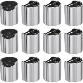 uxcell 12pcs Aluminized Plastic Disc Top Caps, 24/410 Replacement Press Caps Durable Dispensing Lids for Squeeze Bottles, Refillable Bottles, Plastic, Empty, Shampoo Bottles, Silver White
