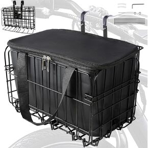 Bike Basket Front, Folding Bicycle Basket with Removable Waterproof Liner Bag, Rear Hanging Cargo Rack, Bike Accessories Frame Basket for Adult Women Men Carrying Dogs,Pet,Grocery,Quick Release Design