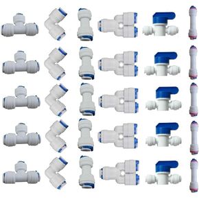 Lemoy 1/4" OD Quick Connect Push In to Connect Water Tube Fitting for RO Reverse Osmosis Water Filter Fittings Pack of 30