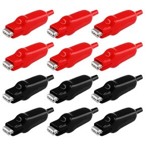 12 Pcs Insulated Alligator Clips, 20A Electrical Test Alligator Clamp (Black and Red)
