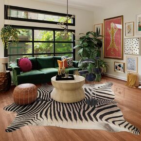 Faux Cowhide Rug Cow Print Western Area Rug 5.2x4.6 Feet, Rustic Chic Cow Rug Cow Hide Rug for Living Room Bedroom, Non-Slip Durable Cow rugs, Faux Animal Print Rug, Brown