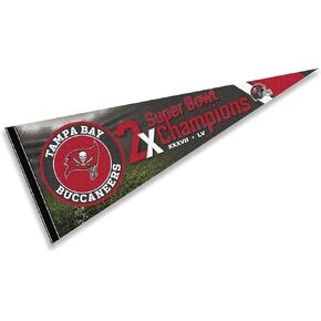 WinCraft Tampa Bay Buccaneers 2 Time Bowl Champions Pennant Banner Flag