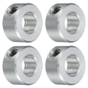 uxcell 4pcs Set Screw Collars 3/8" Bore, Aluminum Shaft Collars, 3/4" OD and 3/8" Thickness, Set Screw Clamp Collar, Stop Collar for Linear Rod Shaft Guide