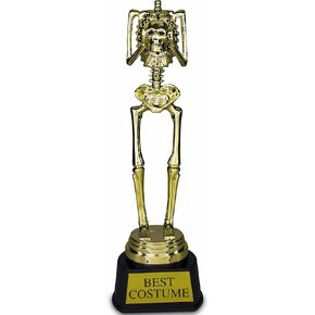 amscan Ultimate Gold Best Costume Skeleton Plastic Trophy - 9.5"x3", 1 Count - Durable & Unique Design - Perfect for Awarding, Competitions, Events & More