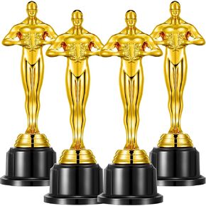 10'' Gold Award Trophy,4 Pack Gold Award Statues,Trophy for Award Ceremony,Celebration,Party Decorations,Party Props and Appreciation Gift