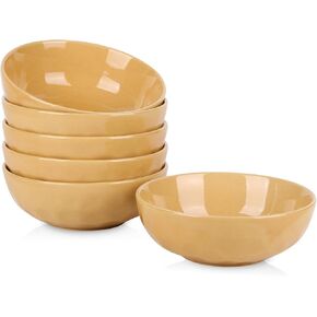 vicrays Ceramic Salad Bowls Set for Kitchen, Serving - 32 Ounce Soup Bowls, Pasta Bowls, Chip Resistant, Dishwasher Microwave Safe, Large, Fluted, stoneware, Set of 6 (Blue)