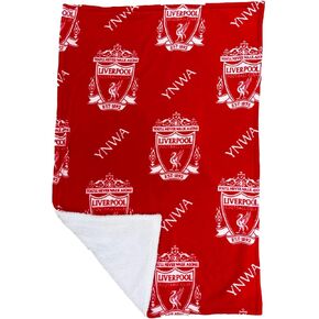 Liverpool FC YNWA Official Sherpa Fleece Throw Blanket | Super Soft, Soccer Crest Design | Warm Super Soft Feel Red Throw | Perfect for Home, Bedroom, Sleepovers & Camping