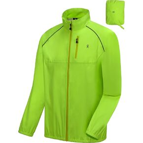 Little Donkey Andy Men's Waterproof Cycling Stretch Jacket, Running Golf Rain Jacket, Ultralight Windbreaker, Packable Yellow Size M