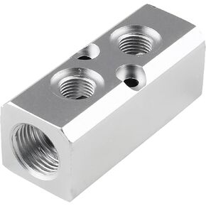 4 Way Pneumatic Manifold Air Distribution Block, Aluminum Alloy Air Compressor Manifold Distribution Block, G1/2 Supply Port, G1/4-Inch Output Port (4 Way 6 Port)
