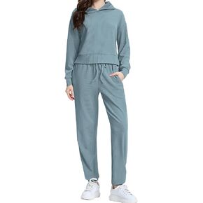 WIHOLL Two Piece Sets for Women Sweatsuit Hoodie and Sweatpants Sets Airport Fashion Outfits Tracksuit with Pocket in Saudi Arabia