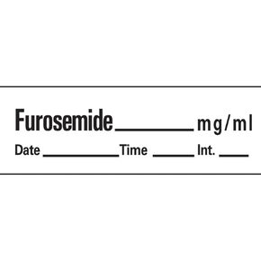 PDC AN-134 Anesthesia Removable Tape with Date, Time & Initial, Furosemide Mg/Ml, 1/2" Width, 500" Length, 333 Imprints, White