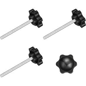 uxcell 4Pcs Clamping Screw Knob, M5 x 60mm Hex Shaped Star Knob Plastic Grips Hand Tightening Screw Handle for Umbrella Base Mechanical Furniture, 25mm Dia