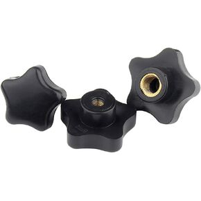 5pcs M10 Star Handle Nuts, Knob Grip, Clamping Knob Thumbscrew Knurled Knobs Screw On Type Plum Blossom Shaped Head Knob Threaded Clamping Grip Knobs for Machine Tool Machinery Latche