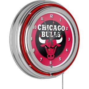 Chicago Bulls NBA Chrome Double Ring Neon Clock