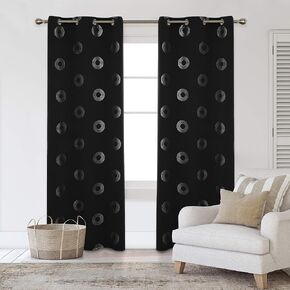 Deconovo Grommet Blackout Curtains Foil Concentric Circles Printed Grommet Room Darkening Window Panels Thermal Insulated Curtain Drapes for Christmas 52W x 72L Inch 2 Panels Red