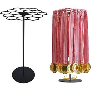 Rotatable Medal Hangers Display, Tabletop Medal Holder Rack Over 45+ Medals Capacity, Ideal for Sports Marathon Races Runners, Cheer, Gymnastics, Soccer, Softball - Easy Hanging Metal