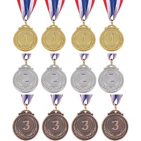12 Pieces Gold Silver Bronze Award Medals-Winner Medals Gold Silver Bronze Prizes for Competitions, Party,Olympic Style,Olympic Decorations 2 Inches