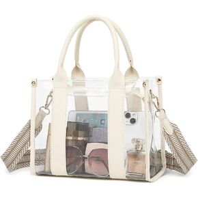 Clear Tote Bag Stadium Approved Crossbody Clear Bag for Stadium Events Clear Purse Handbag for Women with Adjustable Strap