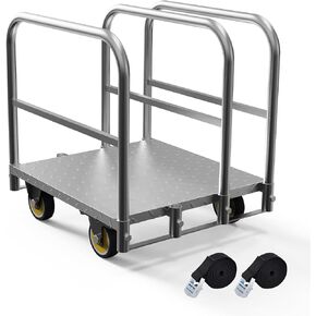 Panel Cart, Heavy Duty Flatbed Cart with 5In Swivel Caster 1500LBS Weight Capacity Lumber Drywall Mattress Cart Transporting Heavy Loads with Ease and Efficiency 2PCS Straps for Platform Truck