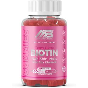 MB One Biotin Gummies - Healthy Hair, Skin and Nails Strengthening, Vitamin B7, Vegan Biotin 10000 Mcg (60 Gummies) Non-GMO, Pectin-Plant-Based, for Kids and Adult, Strawberry Delicious Flavor