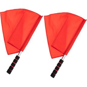 SHOWERORO Premium 2Pcs Red Referee Flags for Volleyball and Soccer - Line Judge Flags - Stainless Flag with Sponge Handle Ideal for Sports Officials Horse