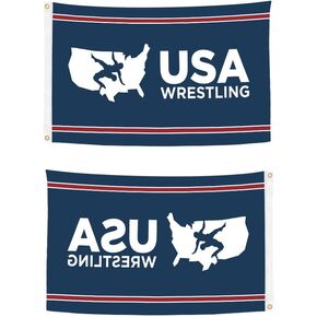 Flags for USA Wrestling 38x60 Inch Wrestling Logo Sports Banner 180D Polyester Double Print for College Dorm Room Indoor and Outdoor Party Decoration in Saudi Arabia