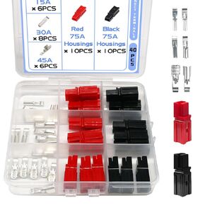 40 PCS 15/30/45A Power Connector Assortment Kit Red and Black Quick Disconnect Battery Connectors Modular Power Connector Kit