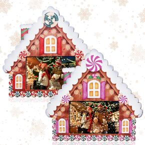 clothmile 2 Pieces Sparkle Snowflake Photo Frame 4x6 Inch Picture Display Winter Christmas Frame Decorations for Tabletop Wooden Frame Home Decorative Xmas Holiday Gift (Gingerbread House) in Saudi Arabia