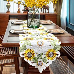 Bringsine Table Runner 13 X 110 Inch, Funny Animals& Leave Long Table Line, Table Runner for Easter Decorative Party Xmas Independence Day