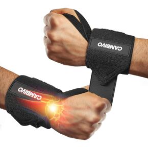 CAMBIVO Wrist Wraps for Weightlifting, Gym Wrist Lifting Straps with Heavy Duty Thumb Loop, Available in 12", 18", 24" Sizes, Best Wrist Support for Weight lifting, Workouts and Fitness Training(Pair)