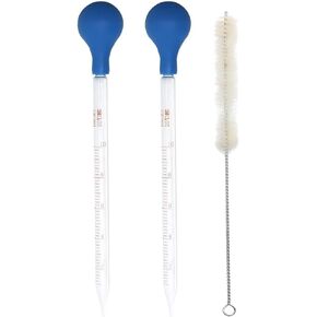 2Pcs Glass Graduated Dropper Pipette,10ml Graduated Liquid Dropper with Rubber Bulb and Cleaning Brush, Lab Graduated Dropper for Liquid Essential Oil