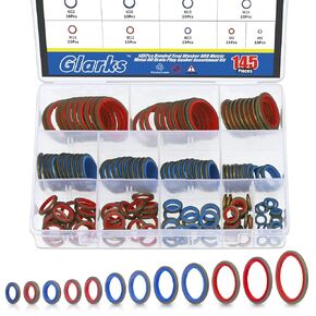 Glarks 145Pcs Sealing Gasket Kit NBR Metric Metal Oil Drain Plug Gasket Assortment Kit Bonded Seal Washer Combination Oil Sealing O-Ring Fit 12 Sizes M6 M8 M10 M12 M14 M16 M18 M20 M22 M24 M27 M30