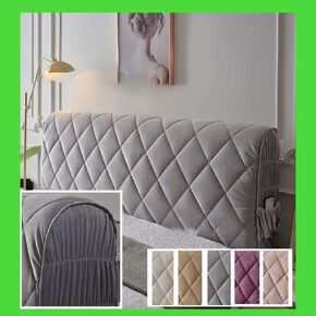 Headboard Slipcover, Bed Headboard Cover Protector Thicken Dustproof Stretch Solid Color Quilted Slip Covers Furniture Sofa for Twin Queen Full California King Size Beds ,Gray,190cm(75inch)