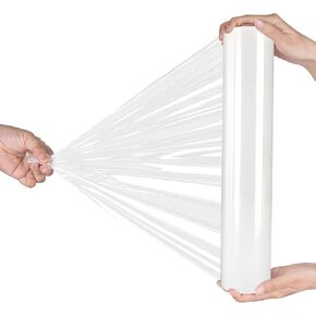 15 Inch Stretch Wrap - 500 Feet | 60 Gauge, 1 Roll Clear Plastic Self-adhering Stretch Wrap Film for Pallet Wrap, Thick and Sturdy Packing Moving Supplies Heavy Duty Shrink Film
