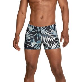 Speedo Men's Standard Swimsuit Square Leg Printed, White, Large