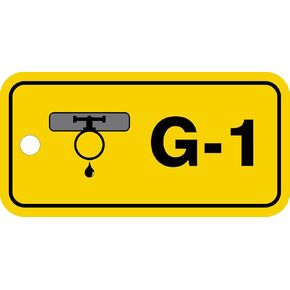 Accuform TDF401VPM Plastic "G-1 Gas" Energy Source Standard Tag, 1-1/2" W x 3" L, Gray/Black on Yellow (Pack of 5)