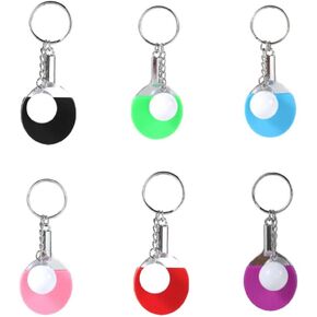 Pokinge 6Pcs Mini Table Tennis Racket Keychain Multicolor Table Tennis Racket Bag Pendant Creative Sports Keyring Accessories in Saudi Arabia