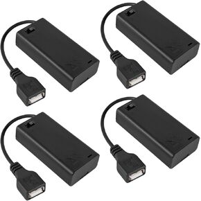 4PCS 2 Slots AA Battery Holder AA Battery Box 3V AA Battery Case USB Power Port with Cover ON/Off Switch USB Female Socket for Battery Building Block Led Light Kit