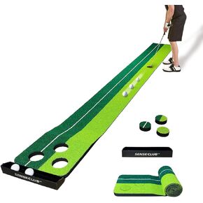 Putting Green Indoor, Golf Pong Putting Game, Putting Matt for Indoors, Foldable Putting Mat Golf Game Set, Golf Gifts for Men 1x8 Ft