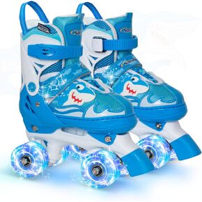 Nattork Roller Skates for Kids, Adjustable Light up Rollerskates for Girls Boys, Green Blue Purple Pink Skates for Toddler,Beginner Kids Roller Skates Indoor Outdoor