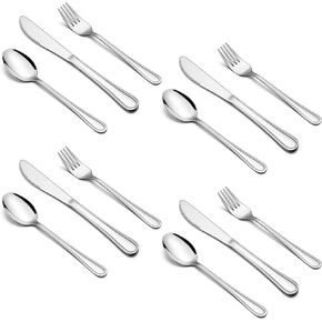 HaWare 12-Piece Kids Silverware, Stainless Steel Toddler Utensils Flatware Set, Preschooler Eating Utensils Includes 4 Spoons 4 Forks 4 Knives, Metal Children Cutlery for Home School, Mirror Finished