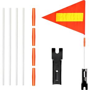 Bike Safety Flag Bike Flags with Pole for Safety Bicycle Flag with Reflective Stripe Adjustable Height Fiberglass Pole Safety Sign Resistant Waterproof Orange Flag High Visibility for Golf Carts Flags