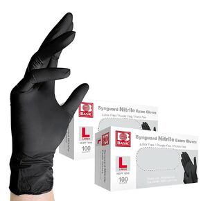 Jointown Basic Medical BLACK Nitrile Exam Gloves, 4 Mil,- Latex-Free & Powder-Free - NGPF1045 (2 boxes of 100), Medium