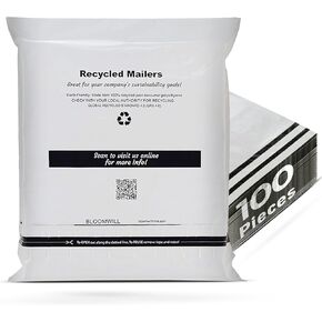 100 pieces Recyclable Poly Mailers Shipping Bags 12.5"x15.5" by Bloomwill - Eco-Friendly Mailers Shipping Envelopes - Self-Adhesing Strong Packaging Bags